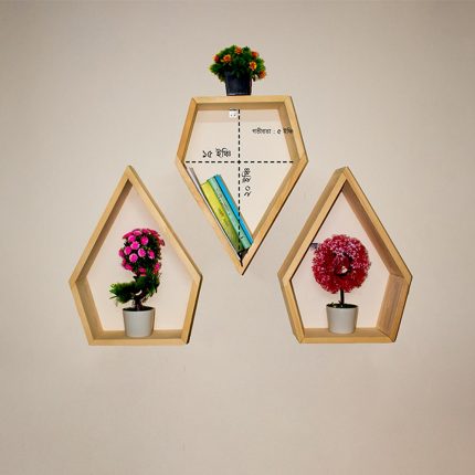 Triangle shape wooden shelves