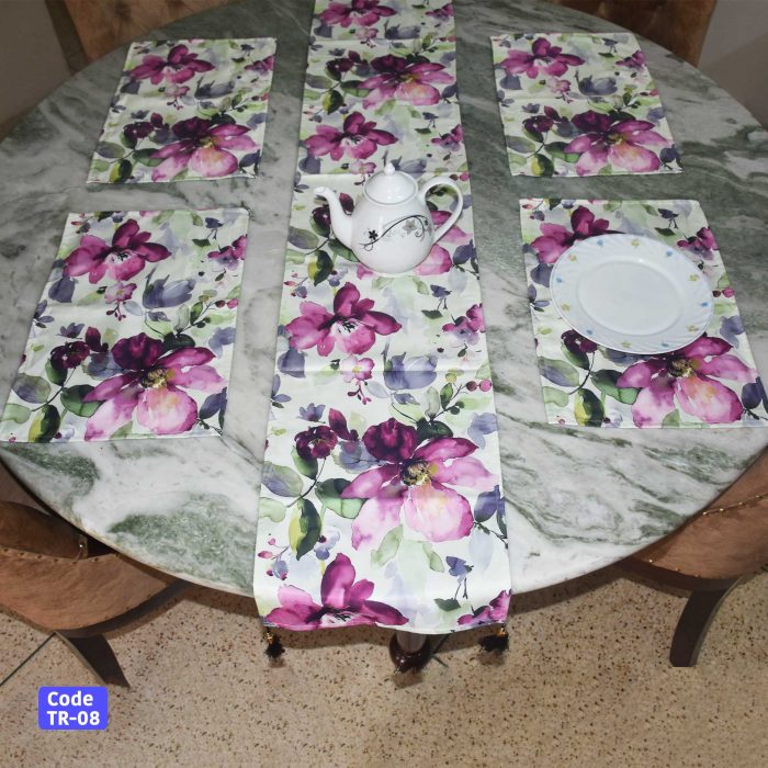 purple floral table runner